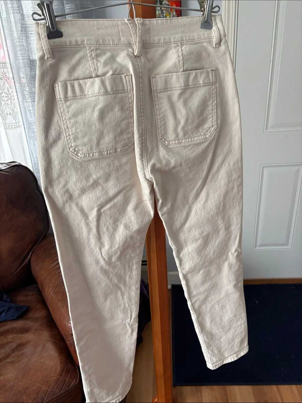 LOFT Cream High-Rise Utility Pants